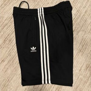 Adidas Men's Athletic Black Shorts with White Accents